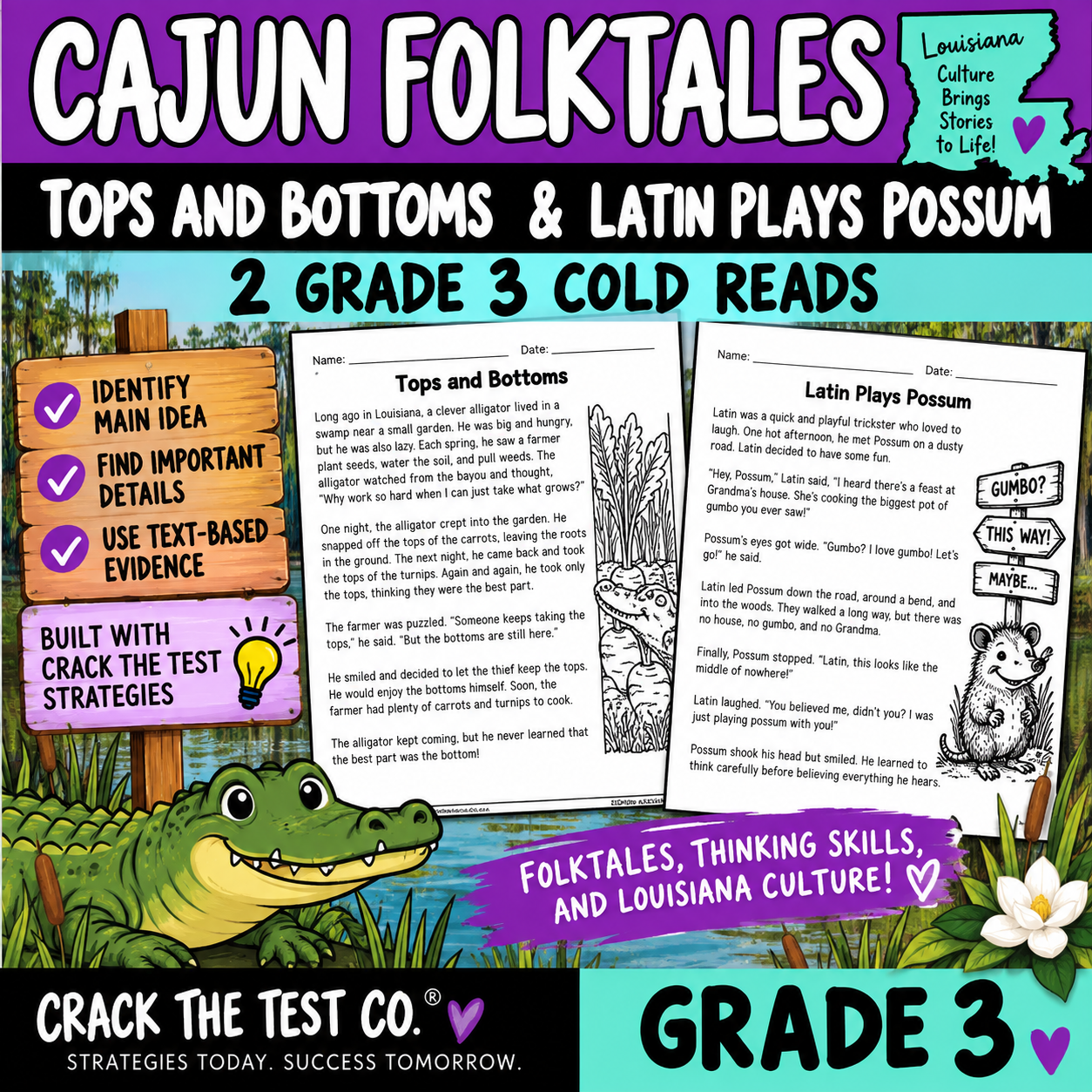 3rd Grade Cajun Folktales Cold Read | Main Idea, Details & Text Evidence