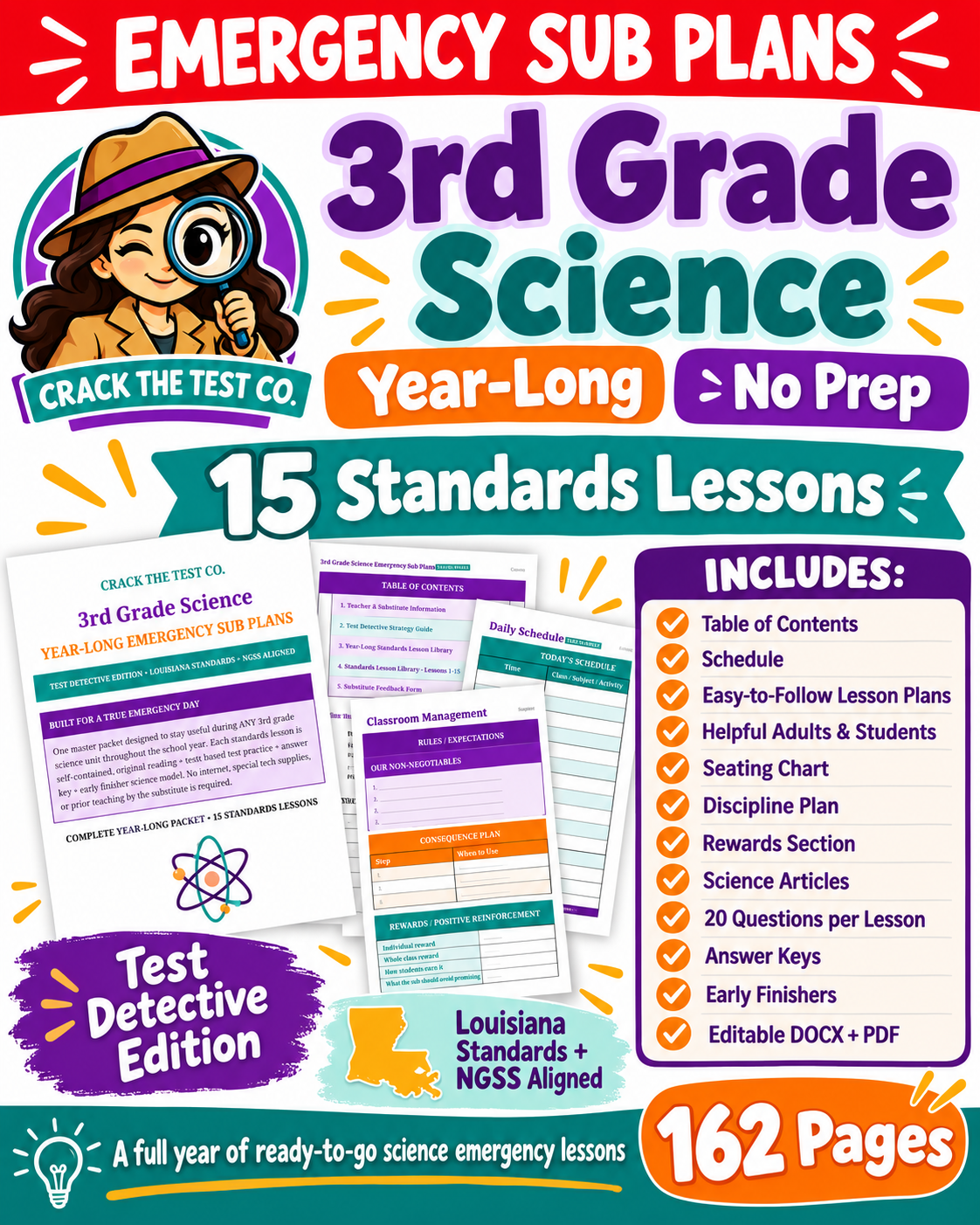3rd Grade Science Emergency Sub Plans | Year-Long No Prep NGSS Sub Binder