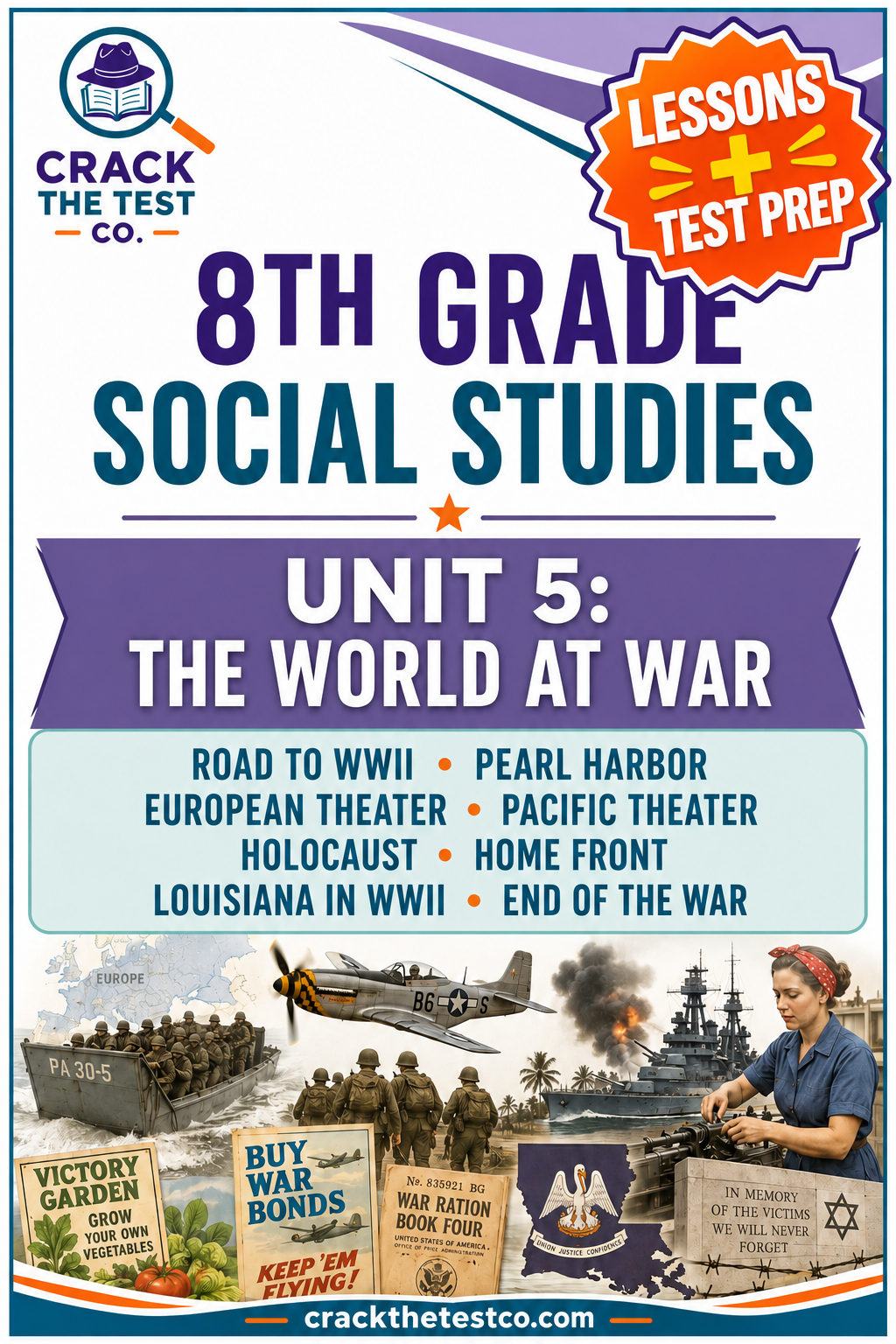 Grade 8 Louisiana Social Studies Unit 5: The World at War | WWII Lessons and Test Prep
